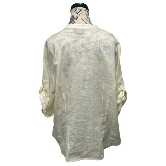 Lane Bryant Ivory Linen Blend Tunic Blouse Plus Size 2X Oversized - Picture 4 of 15